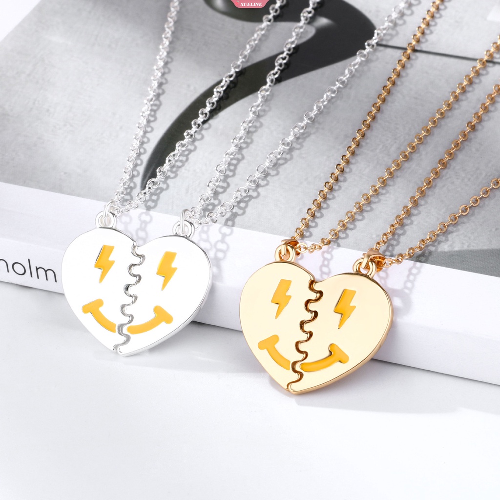 2pcs/set Cinta smiley Pasangan Kalung Pria Dan Wanita magnet Hadiah Hari Valentine [ZXL]