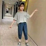 SET JEANS ANAK CEWE CROP KAOS //