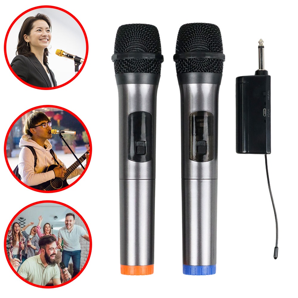 GSi8 Mic Karaoke Tanpa Kabel Wireless Microphone Acara Nyanyi Pidato MC KTV Mikrofon Karaoke Wireless Handheld Dynamic Portable Mc-1200 Gray Aitu Or-i