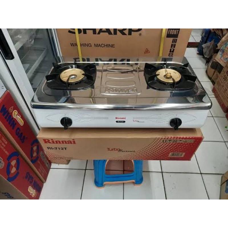 Kompor Gas 2 Tungku Rinnai 712 T / 712 Grande Series Api Besar Stainless Steel