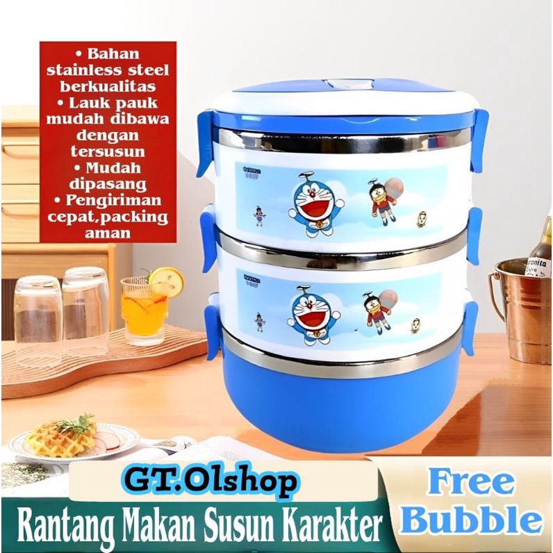 Rantang Susun Karakter Hellokitty Doraemon Minion ⭐GT.Olshop⭐