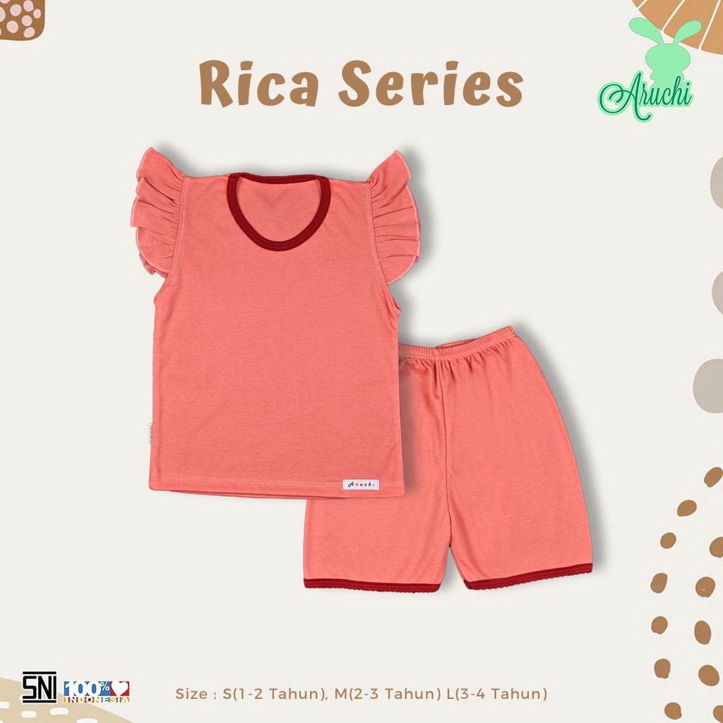 Aruchi Rica Retro Set 3-12 Bulan Setelan Retro Ruffle Anak Perempuan CBKS