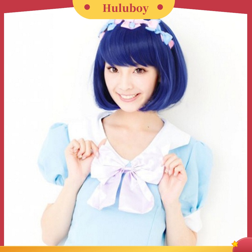 Wig Rambut Pendek Lurus Keriting Model Bob Untuk Kostum Cosplay Anime