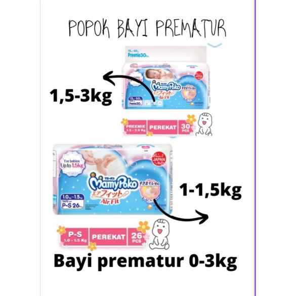 Prematur diapers Mamypoko Popok Bayi Prematur berat bayi 0-3kg PXS 24/PS26/Premie 30 bisa kirim instan/someday/cod