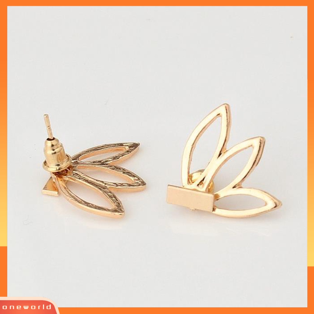 [WONE] Ear Studs Hollow Lotus Kreatif Wanita Elegan Anting Alloy Untuk Pacaran