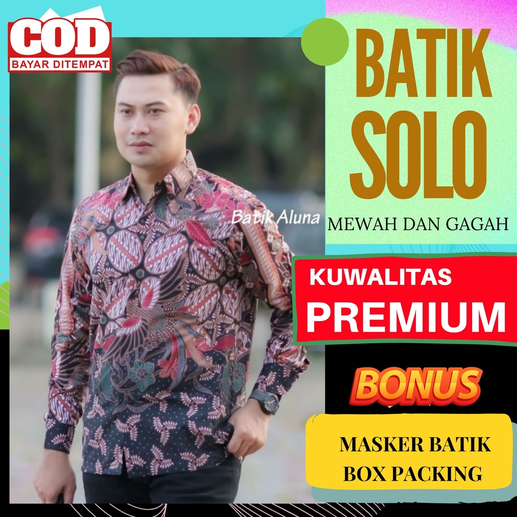 Atasan Kemeja Baju Batik Aluna Pria Lengan Panjang Premium Furing Reguler Fit Baju Cowok Moderen Ori
