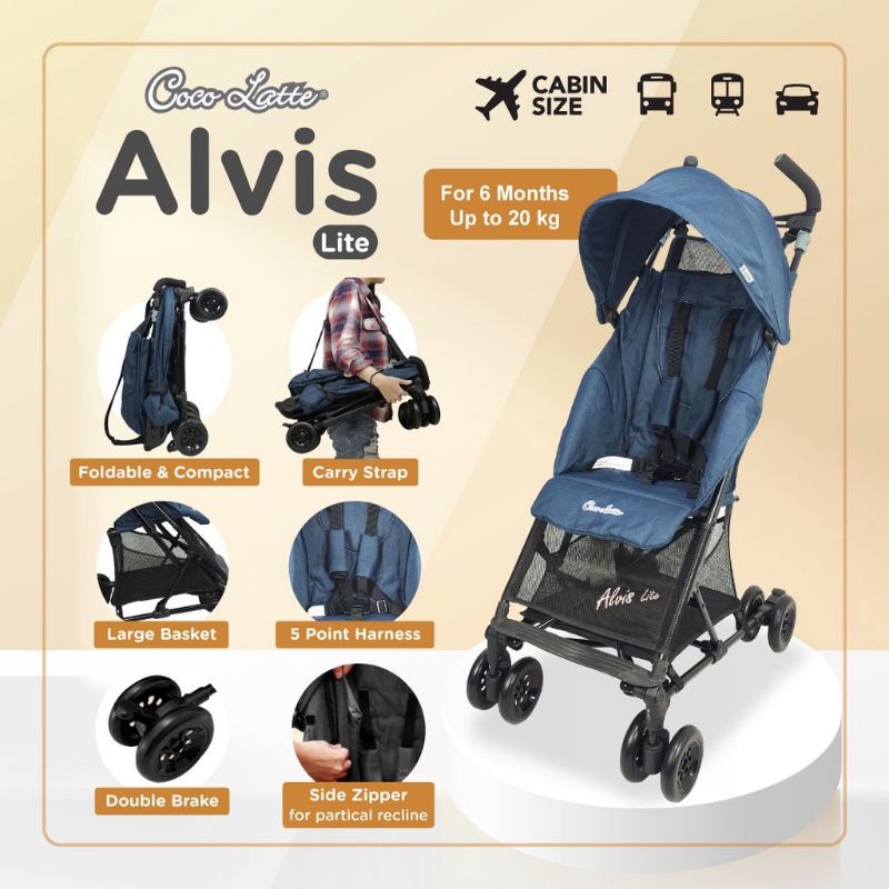 Cocolatte Stroller New Alvis Lite CL - KS85ML / Stroller Cocolatte Cabin Size