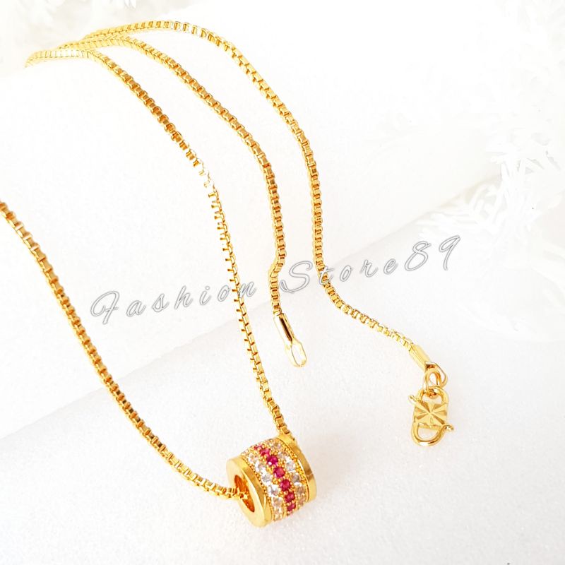 Kalung Xuping Perhiasan lapis emas permata Kombinasi Pink Gold Fashion Impor Dewasa