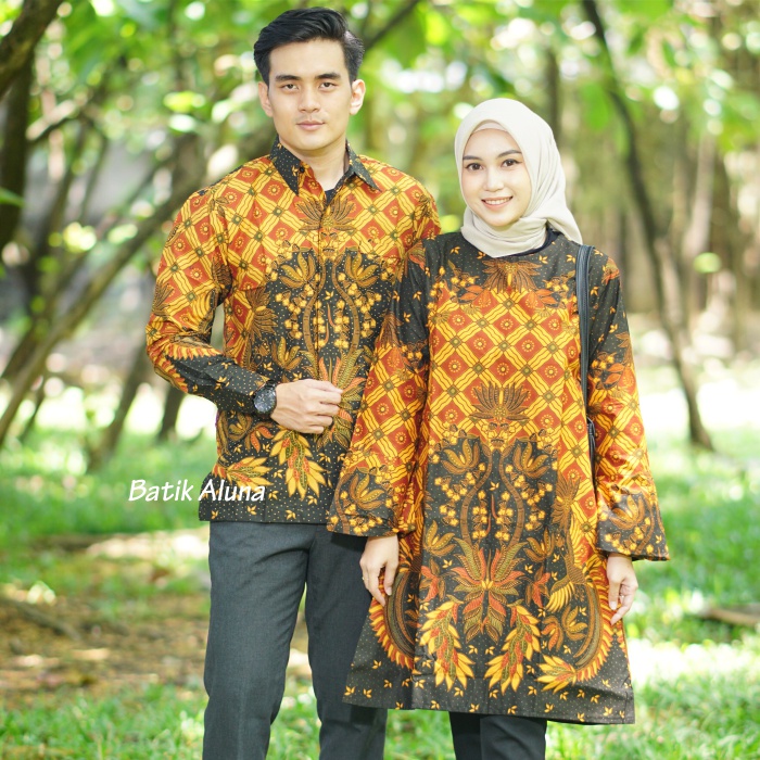 Couple Batik Modern Pasangan Kekinian Batik Tunik Bahan Katun Premium Batik Wanita Dan Pria By FASHION BATIK ALUNA