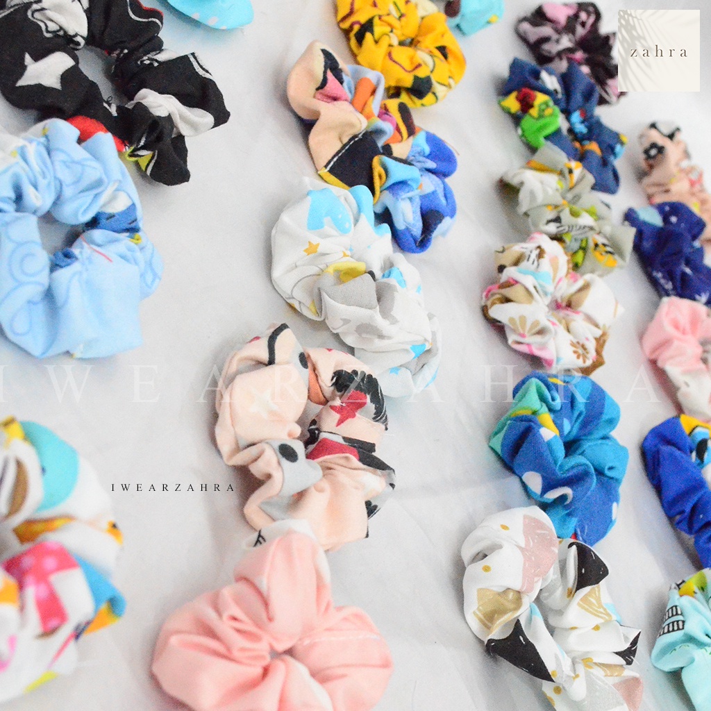 SCRUNCHIE KARTUN -  Ikat Rambut Motif Kuncir Anak Perempuan Kunciran Aksesoris Rambut Lucu