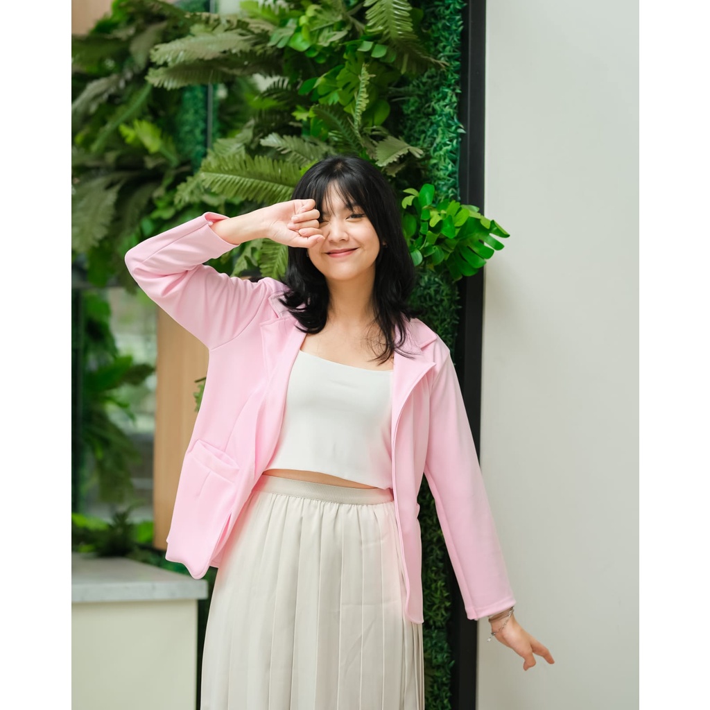 BLAZER WANITA - VERONICA BLAZER - BLAZER SCUBA PREMIUM - OUTFIT SIMPLE KOREA STYLE