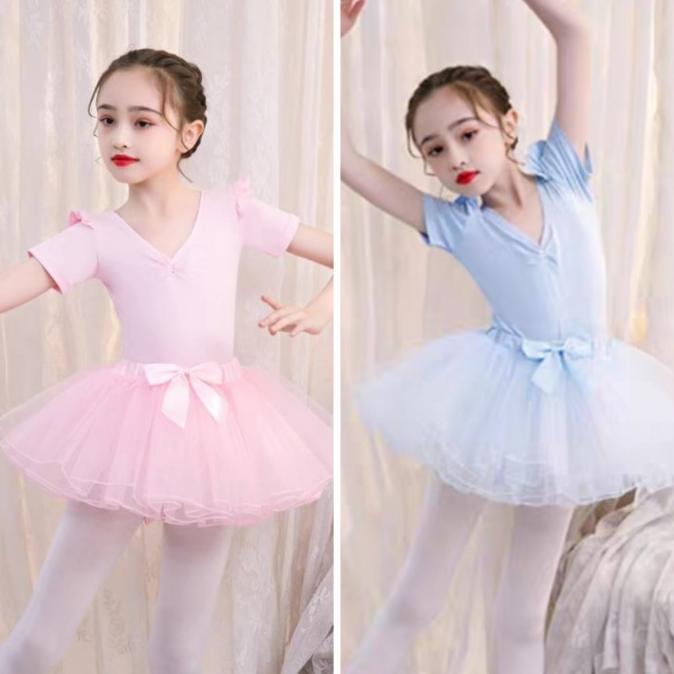 Baju balet Lengan pendek dengan tutu terpisah import/ BALLET DRESS