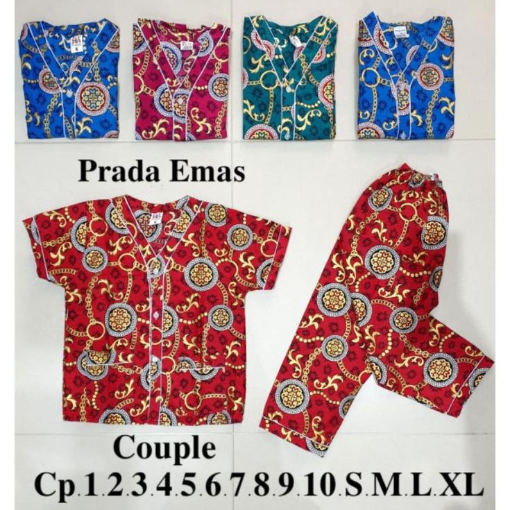 Baju tidur couple Batik Bagan Prada Emas / piyama couple ibu dan anak / baju tidur couple / baju tid