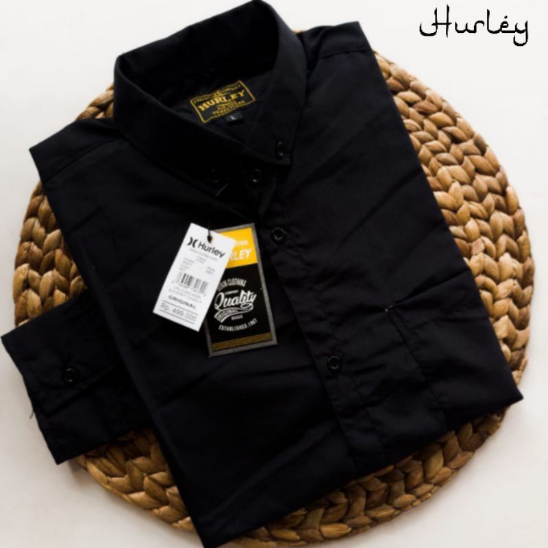 Kemeja Pria Polos Lengan Panjang Premium Quality Hitam