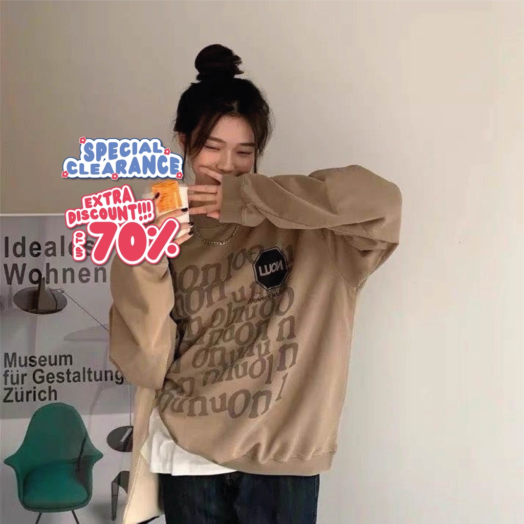 LUON Sweater Basic Crewneck Pakaian Wanita Remaja Korean Style NR