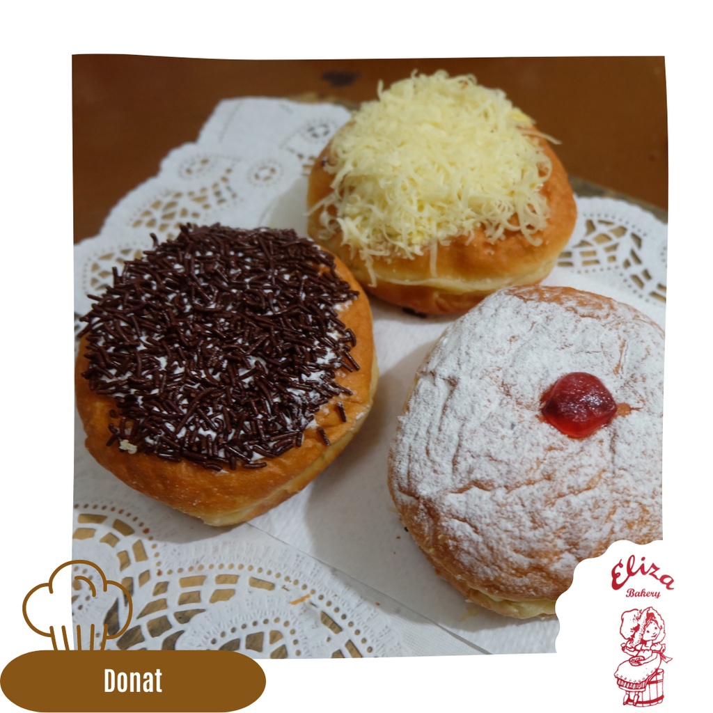 

Aneka Donat - Eliza Bakery Bandung Since 1984 - Roti Tanpa Obat / Bahan Kimia