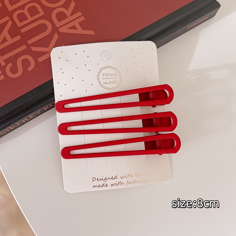Klip Rambut Merah Tahun Baru Poni Dahi Depan Perempuan Kartu Cubit Samping Di Tahun Tahun Baru, Hiasan Kepala Klip Kecil Duckbill Temperamen Sederhana