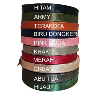 Webbing nylon 2.5 cm motif herringbone (per meter). webbing nilon panah import.