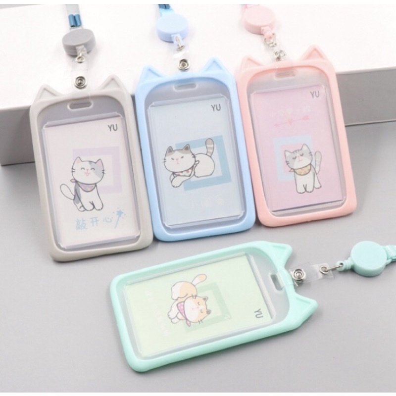 GANTUNGAN TALI KARTU AKSES KANTOR MRT BUSWAY LANYARD CARD HOLDER MOTIF KUCING