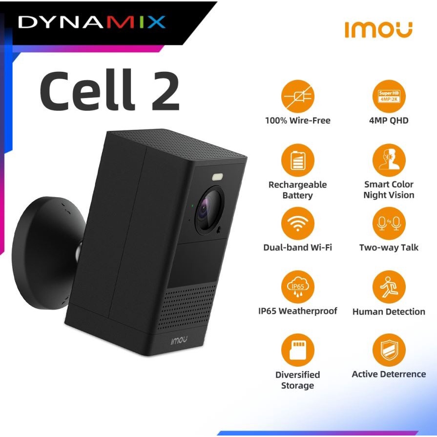 Outdoor CCTV Imou Cell 2 4MP Full Color Night Vision Wireless 100% Wire-Free Battery Camera GARANSI RESMI | Tanpa Kabel