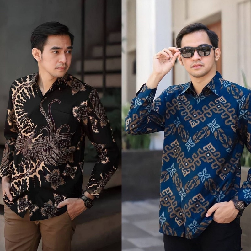 KEMEJA BATIK PRIA LENGAN PANJANG SIZE M L XL XXL BAJU BATIK KANTOR