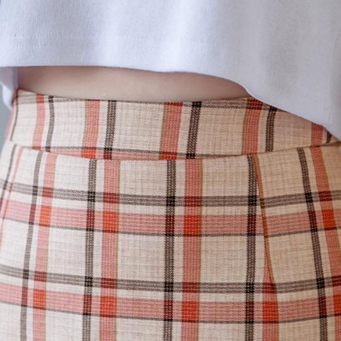 ROK MINI KOREA ROK KOTAK KOREAN PLAID SKIRT MINI SKIRT A-LINE SKIRT