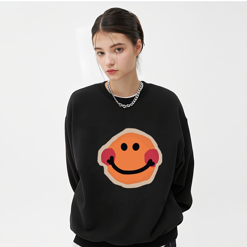 XiaoZhaiNv Korean Style Style Smiley Face Pattern Lengan Panjang Baju Sweater Wanita