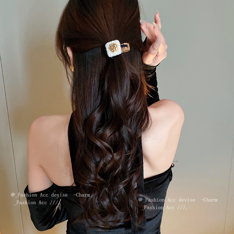 Caliloops Karet Ikat Rambut Korea Dewasa Wanita Tweed Emas Isona