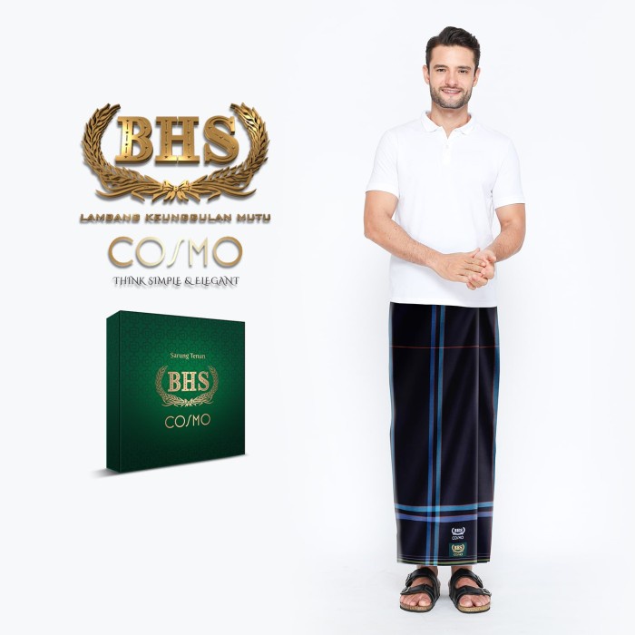Sarung BHS Cosmo Gold Motif PPB Hitam Biru