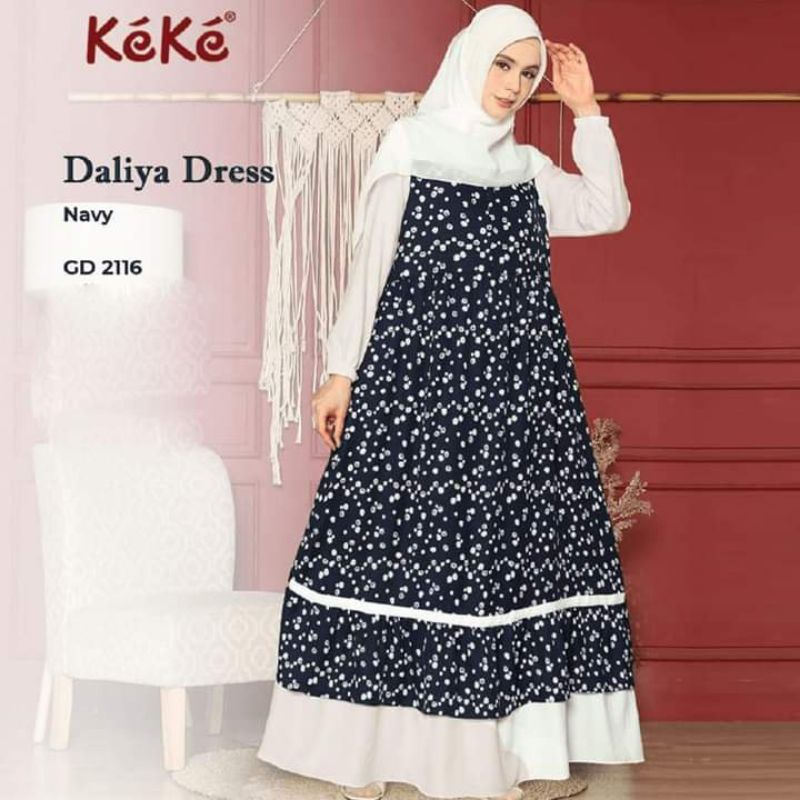 KEKE-Daliya Dress GD 2116 /Navy/Gamis Busui Motif