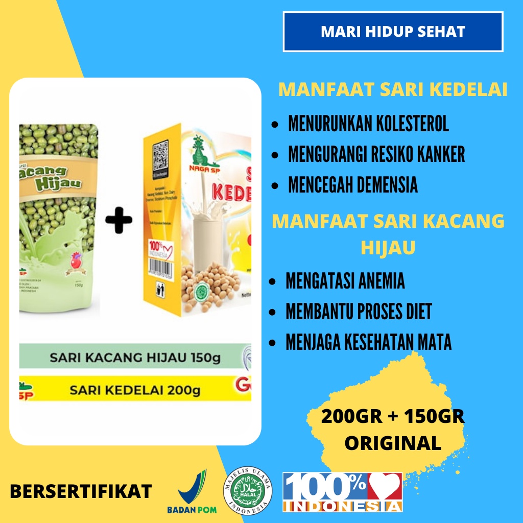 

EXTRA HEMAT / Sari Kedelai 200 Gram + Sari Kacang Hijau 150 Garam Naga SP