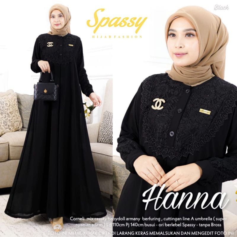 Busana Muslim Wanita Terbaru Hanna Dress Brukat Busui Friendly Outfit Kondangan Baju Wanita Jumbo Gamis Pesta Mewah Elegan