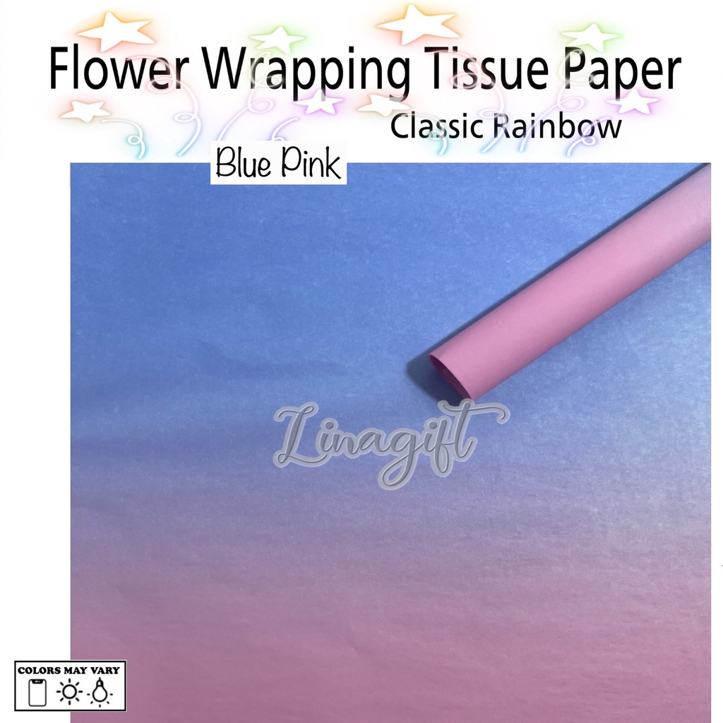 ( 5 Lembar ) CLASSIC RAINBOW - FLOWER WRAPPING TISSUE PAPER / KERTAS TISU / BUKET BUNGA / KERTAS BUNGA