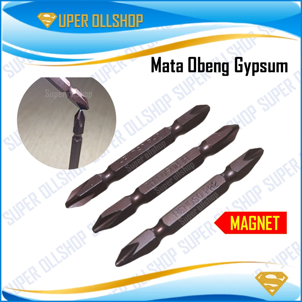 Mata Obeng Gipsum 6.5 CM Bolak Balik 65MM PH2 Mata Obeng Coklat 6.5 CM Screw Driver 2WAY Drywall Gypsum