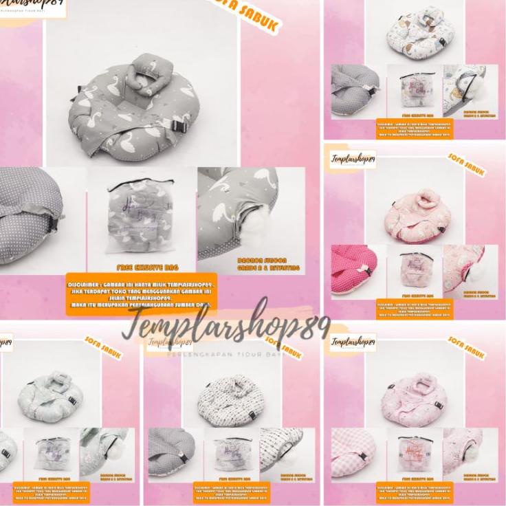 Promo Khusus cod 2in1 sofa bayi multifungsi sabuk pengaman bahan katun jepang  free bantal dot dan tas mewah