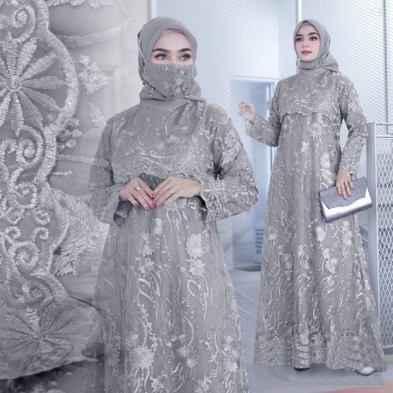 GAMIS RATIA / GAMIS BRUKAT TILE LAPIS MOSCREPE / FREE MASKER/ GAMIS MUSLIM/ GAMIS PESTA / SERAGAM PE