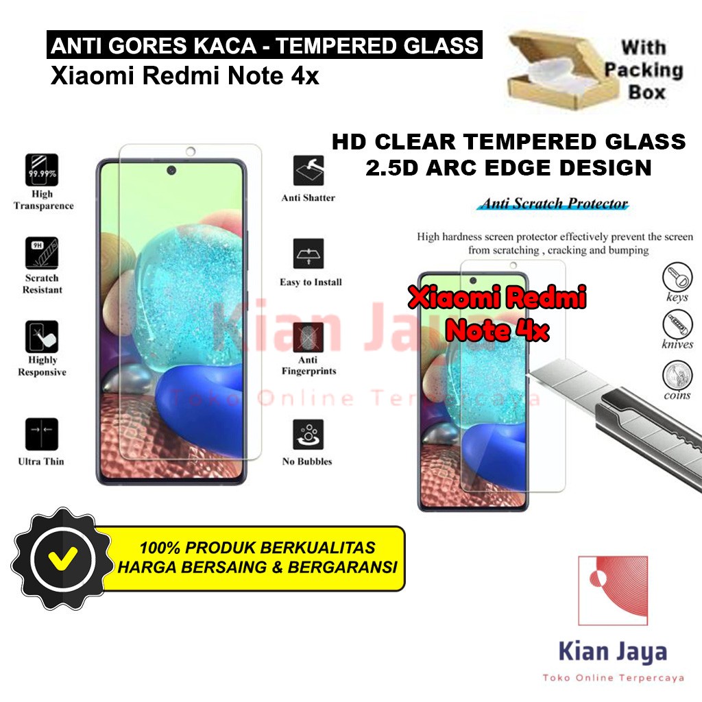 Anti Gores Kaca Hp Xiaomi Redmi Note 4x Tempered Glass Premium Bening Transparan Clear