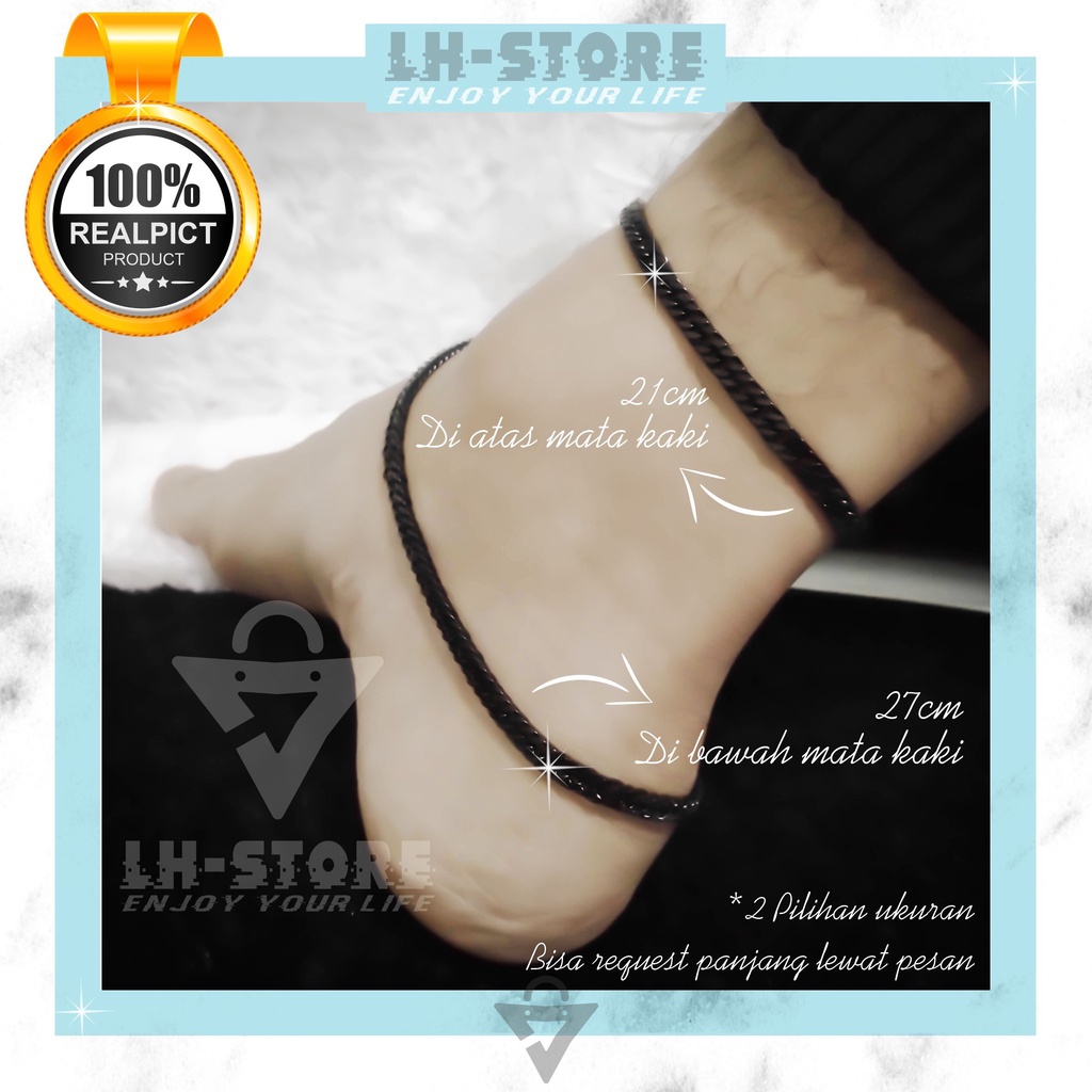 GELANG KAKI TITANIUM UNTUK PRIA ATAU WANITA RANTAI POLOS + KERINCING TERBARU ANTI KARAT