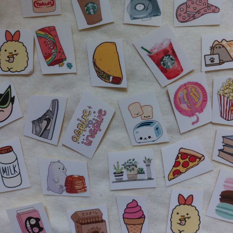 

[100 pcs] stiker aesthetic ukuran kecil belum dipotong