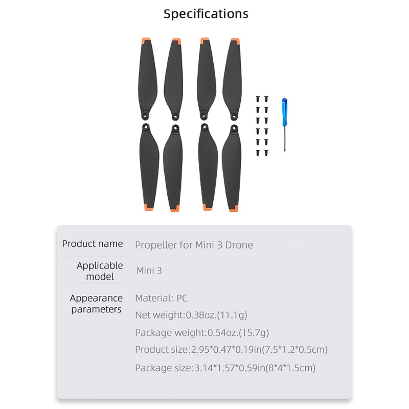 Zzz 8pieces Baling-Baling Ringan Untuk Mini3 Flight Strong Pull Force Propellers Awet Wing Blade Pengganti