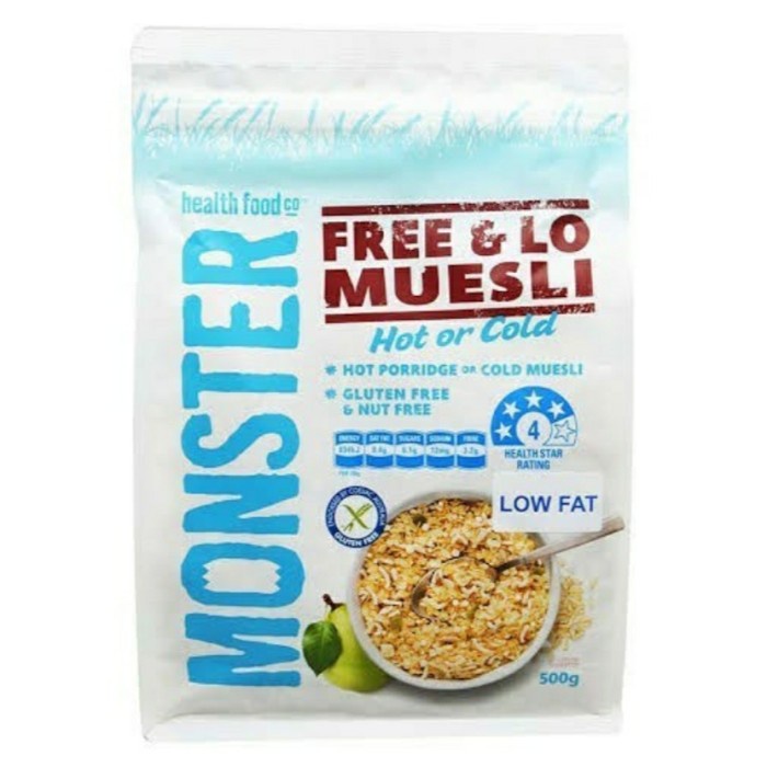 

⭐BISA COD⭐ MONSTER 500GR FREE & LO MUESLI HOT OR COLD CEREAL INSTAN HEALTH FOOD