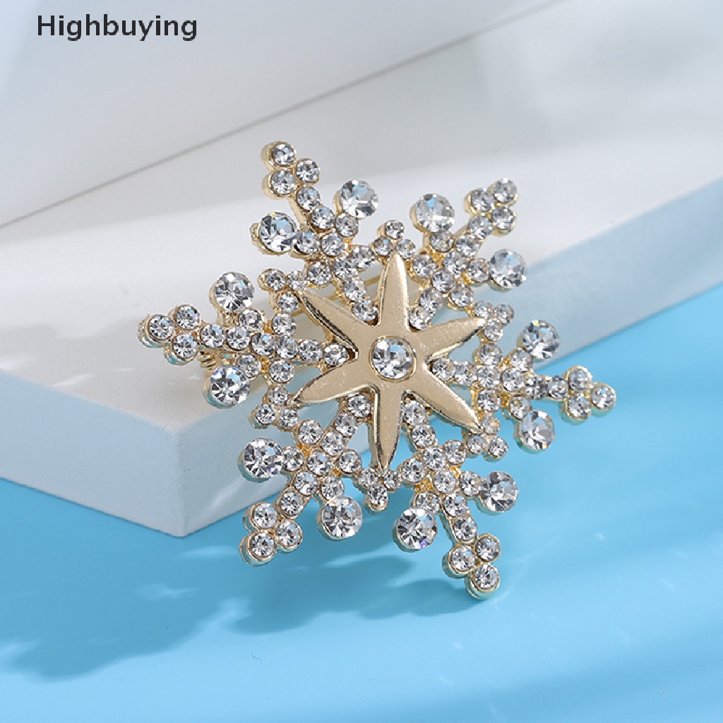 Hbid Fashion Pin Menawan Kristal Berlian Imitasi Bros Natal Snowflake Bros Natal Bros Hadiah Glory