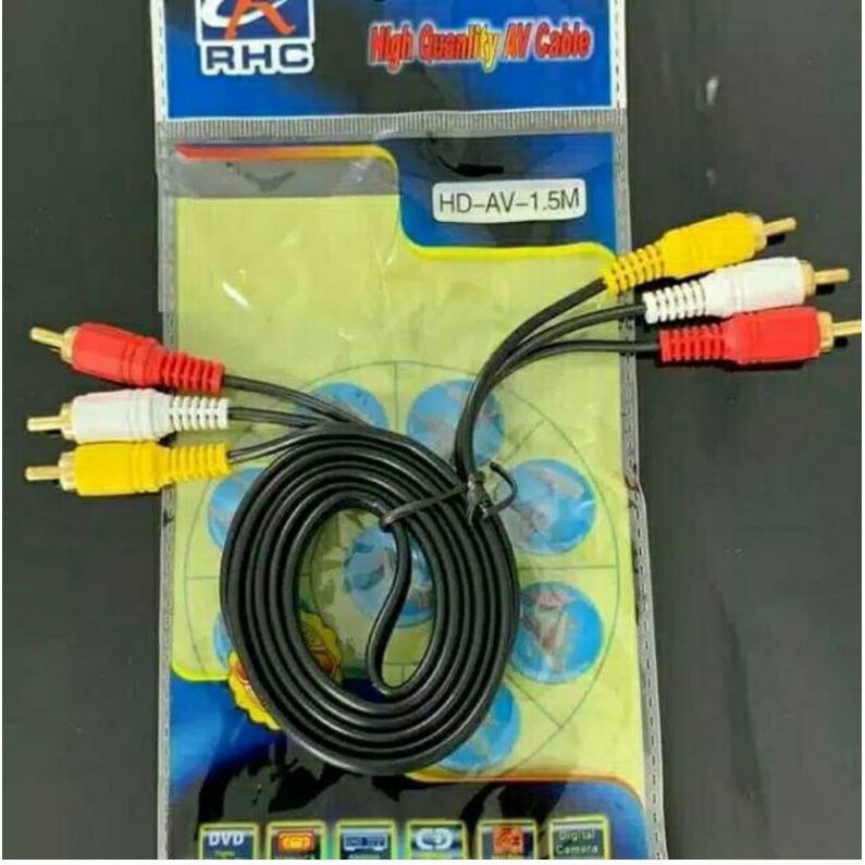 (COD) KABEL RCA TO RCA 3 KE 3 AV VIDEO + CONVERTER HDTV TO AV RCA / BISA DARI LAPTOP PS3 STB KE TV TABUNG