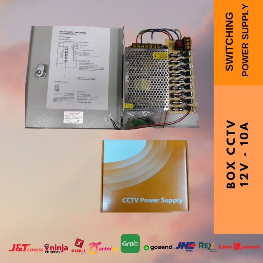 Power Supply Central CCTV 9CH/ Box Panel CCTV 12v 10A body kecil