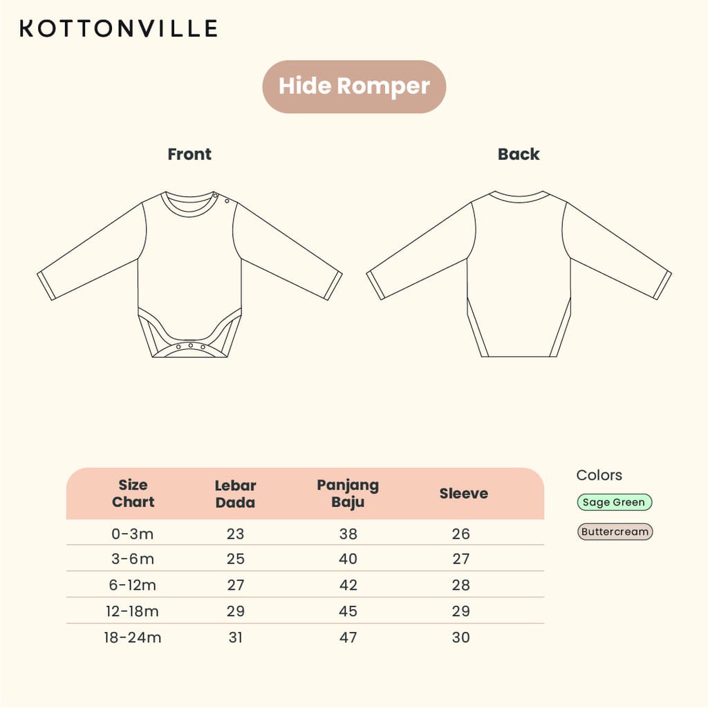 KOTTONVILLE HIDE ROMPER BAJU SETELAN ANAK BAYI ESSENTIALS HIDE ROMPER ISI 2 SIZE 0-2 TAHUN UNISEX