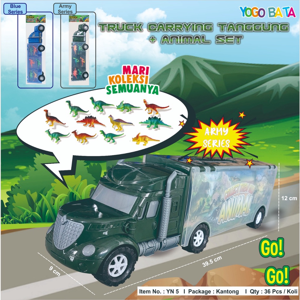 YN 5 TRUCK CARRYING BESAR + ANIMAL SET YOGO BATA / Mainan anak edukasi mobil truck pengankut hewan +