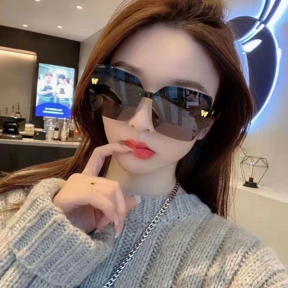 Kacamata Hitam Fashion Square Korea Style 2022 Tanpa Bingkai Kacamata In Gradien Ocean Piece Bingkai Besar