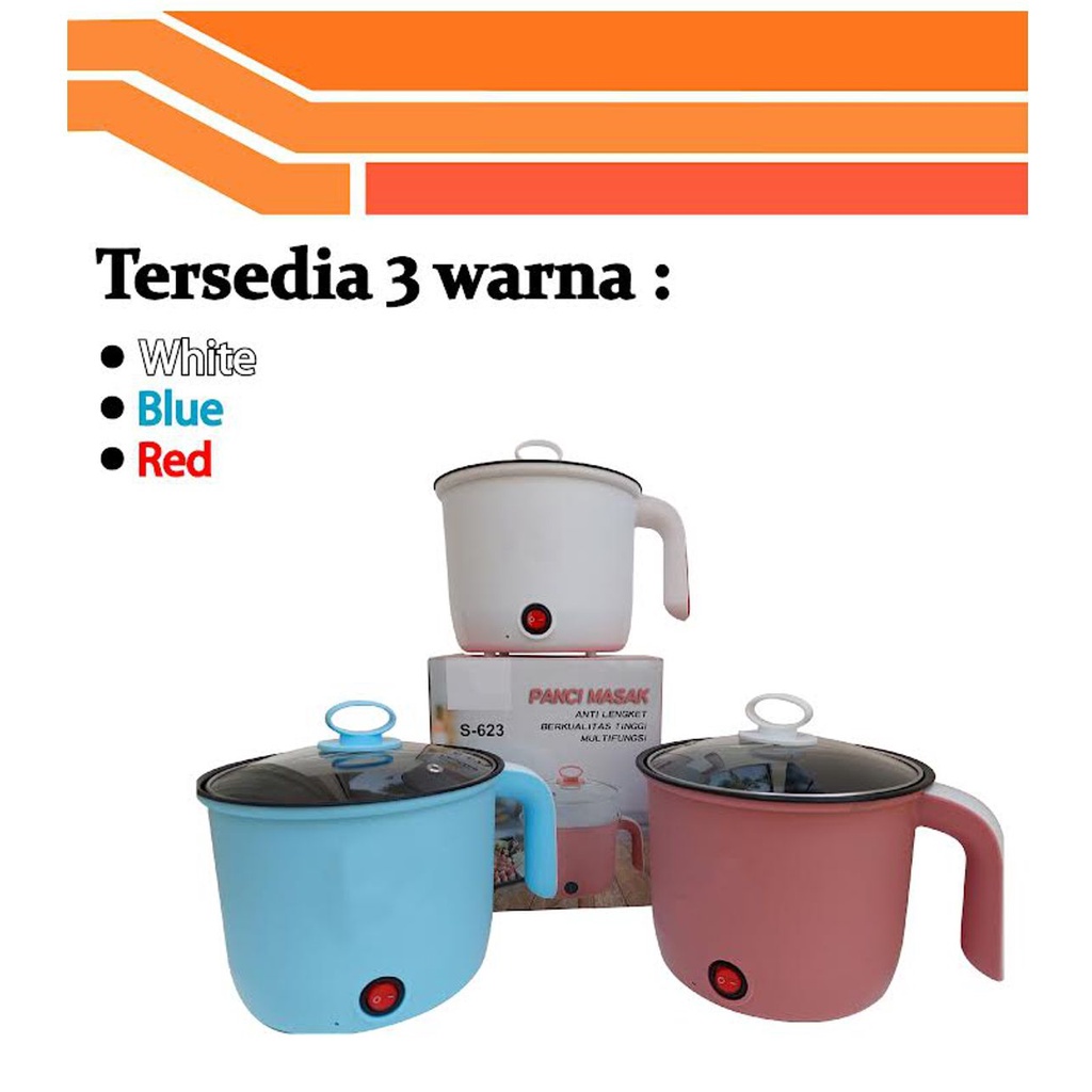 Panci Listrik 1,5 Liter 400 Watt Panci Elektrik Lapisan Keramik Anti-lengket Electric Pot Portable