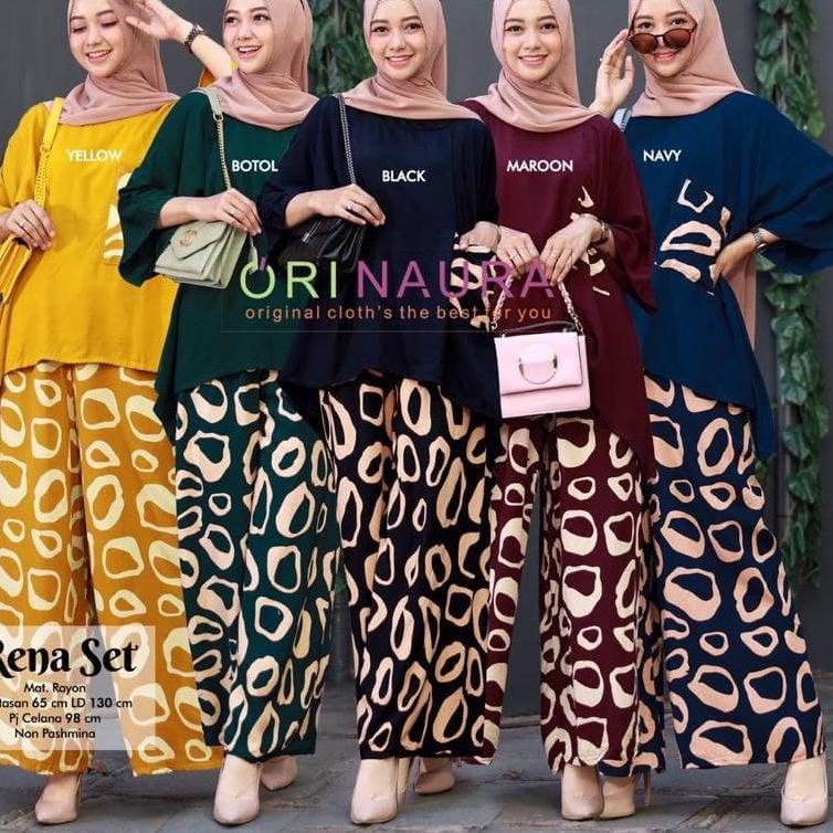 TJL.21De22ˣ ‑ SETELAN WANITA WAKA-WAKA RENA KOMBINASI JUMBO / SATU SET BAJU DAN CELANA JUMBO LD130cm