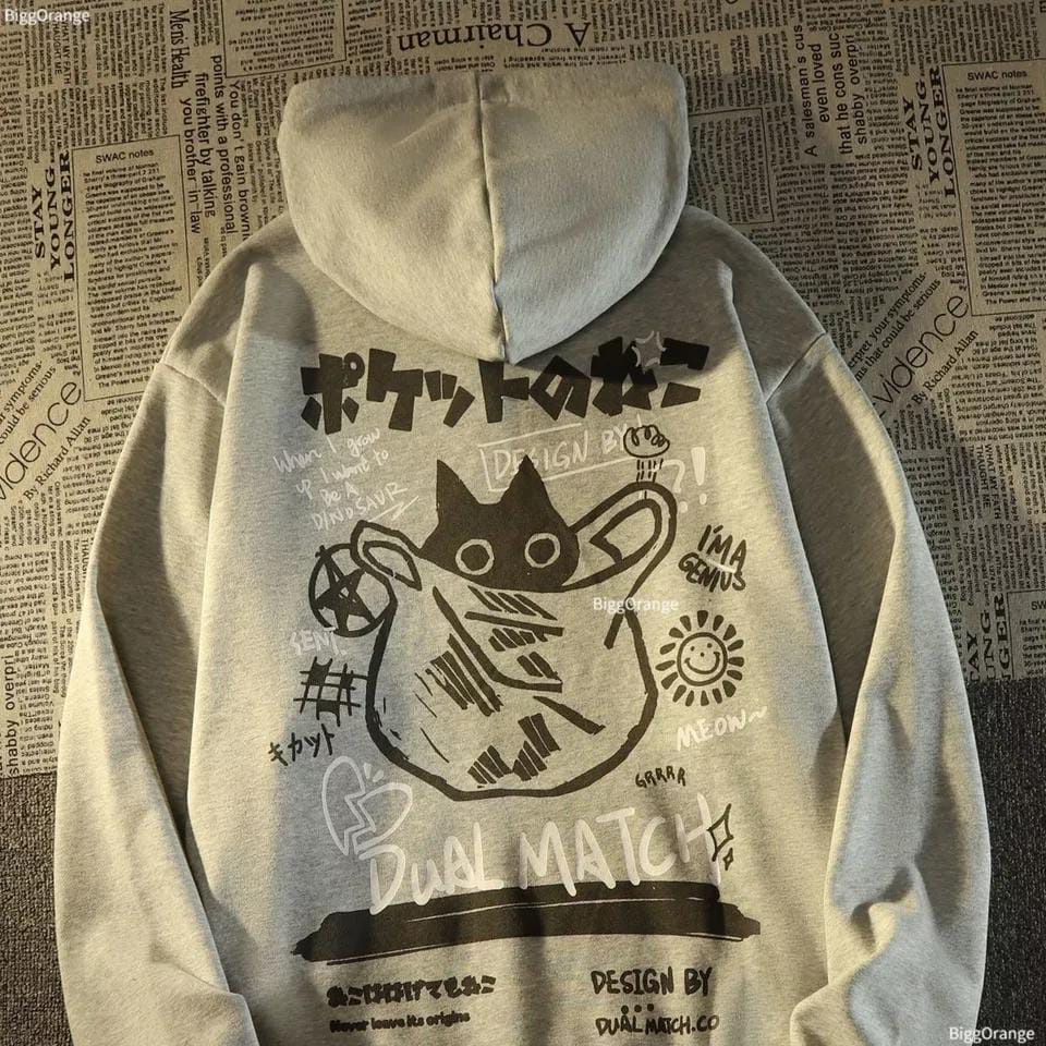 DUAL MATCH CAT SWEATER HOODIE UNISEX ( V1 )